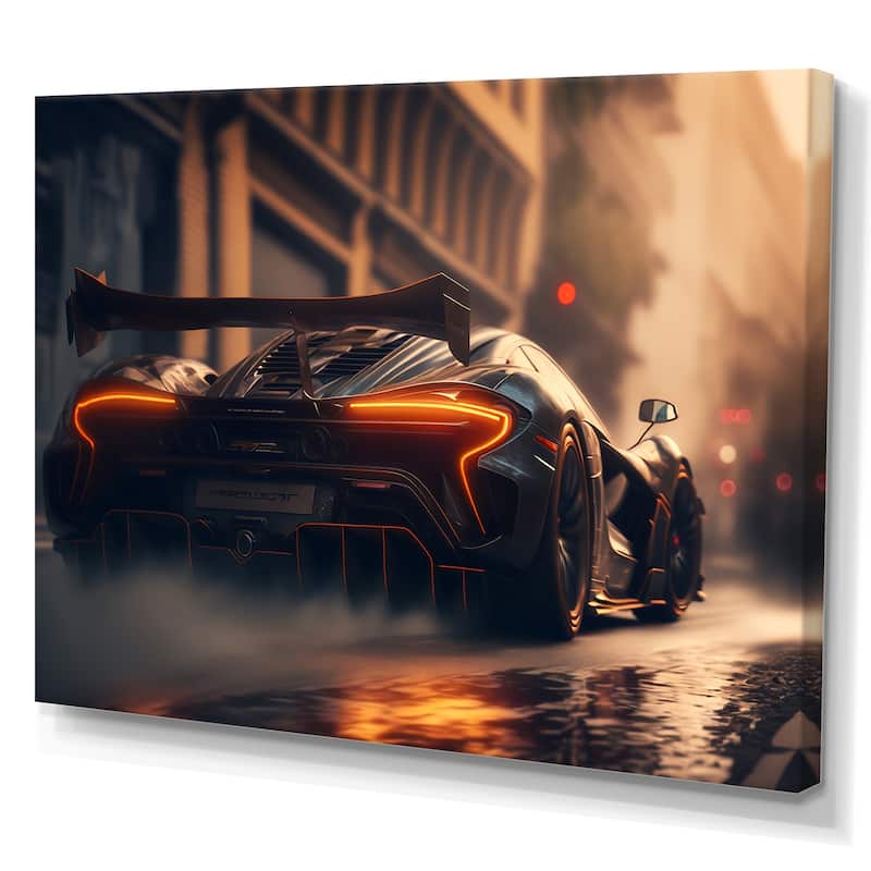 Designart "Black McClaren Sports Car Racing In Italian Street II" Cars